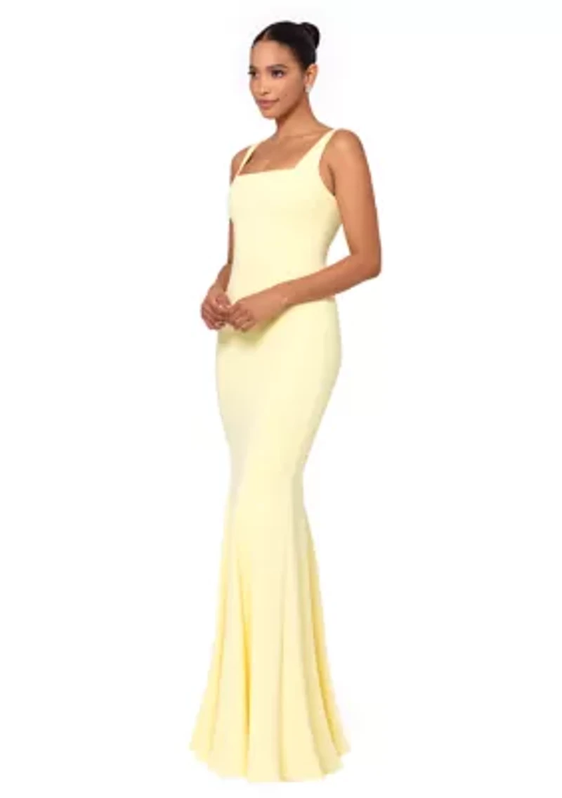 Women's Sleeve Square Neck Solid Slim Gown