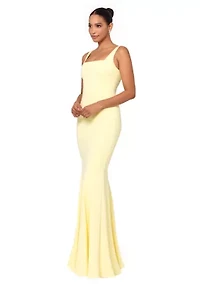 Women's Sleeve Square Neck Solid Slim Gown