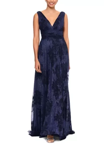 Long Flock Crinkle Galaxy Gown