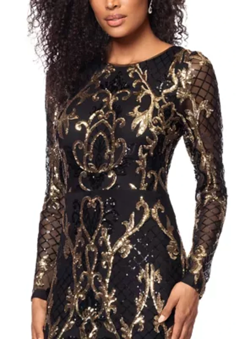 Women's Long Sleeve Sequin Gown