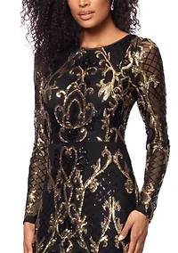 Women's Long Sleeve Sequin Gown