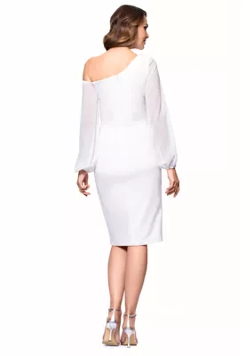 Women's Long Sleeve Asymmetrical Ruched Sheath Dress
