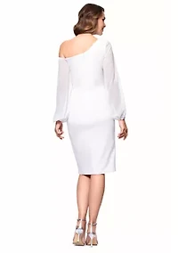 Women's Long Sleeve Asymmetrical Ruched Sheath Dress