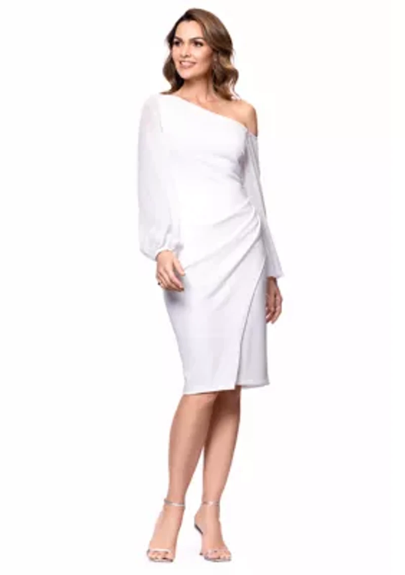 Women's Long Sleeve Asymmetrical Ruched Sheath Dress