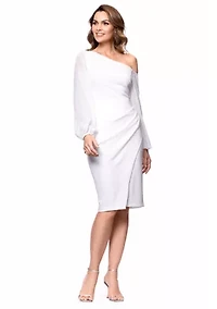 Women's Long Sleeve Asymmetrical Ruched Sheath Dress
