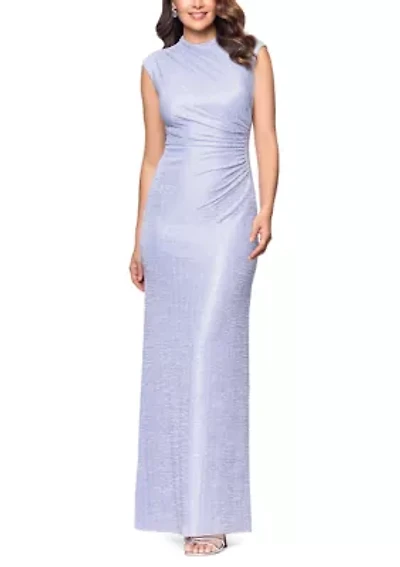 Women's Cap Sleeve High Neck Solid Gown