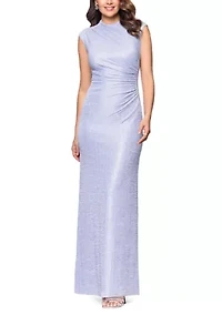 Women's Cap Sleeve High Neck Solid Gown
