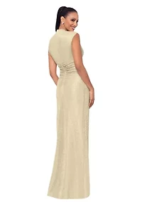 Women's Cap Sleeve High Neck Solid Gown