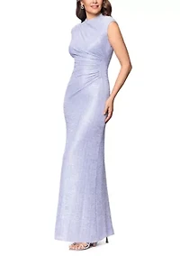Women's Cap Sleeve High Neck Solid Gown