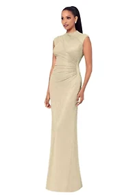 Women's Cap Sleeve High Neck Solid Gown