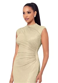 Women's Cap Sleeve High Neck Solid Gown
