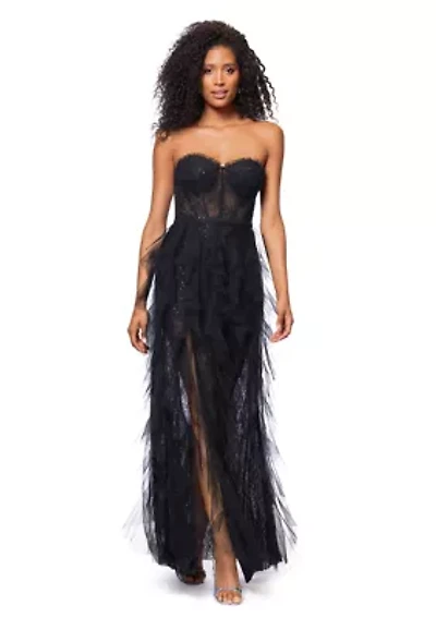 Women's Solid Sleeveless Corset Gown