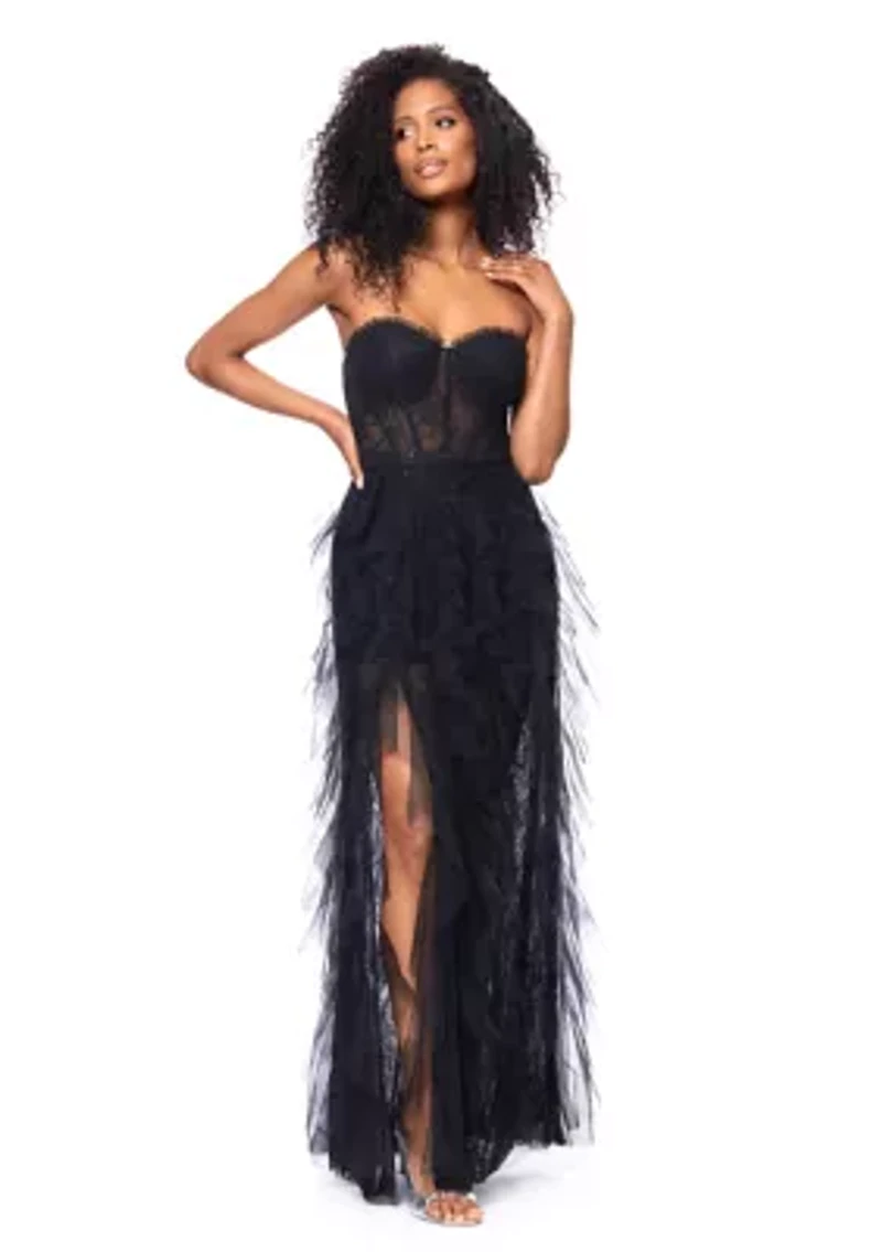 Women's Solid Sleeveless Corset Gown