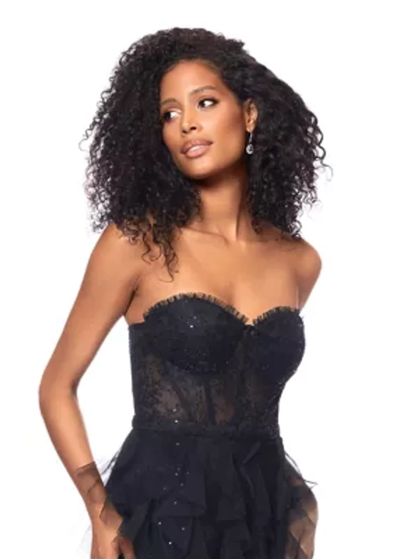 Women's Solid Sleeveless Corset Gown