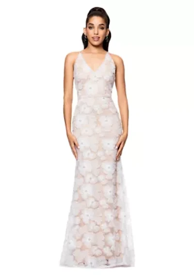 Women's Sleeveless V-Neck Floral Print Gown