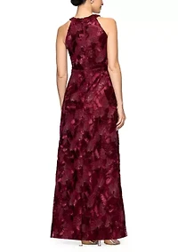 Women's Sleeveless Floral Embroidered Gown