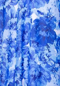 Plus Long V-Neck Flutter Print Maxi Dress