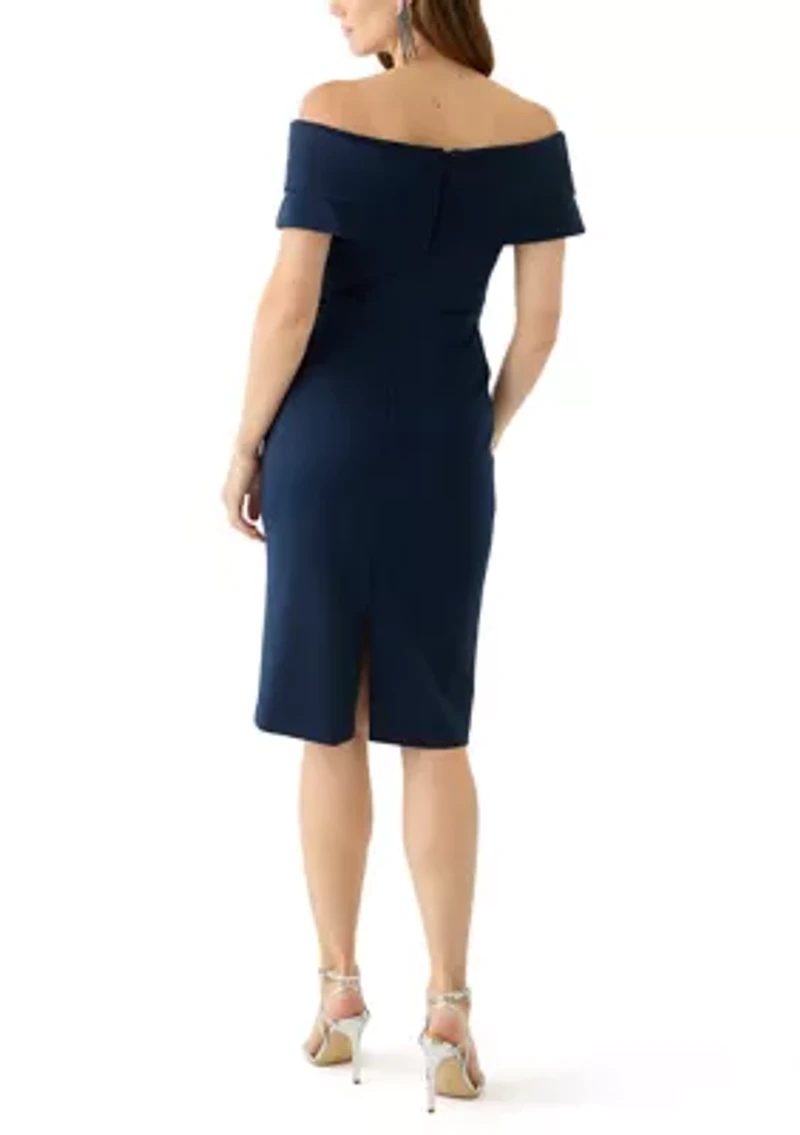 Women's Sleeveless Off the Shoulder Ruched Sheath Dress
