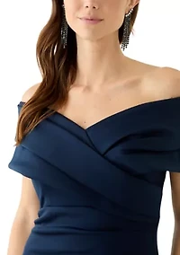Women's Sleeveless Off the Shoulder Ruched Sheath Dress