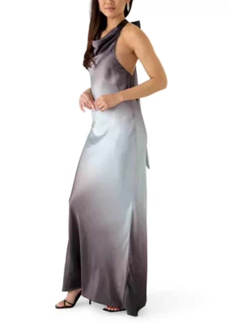 Women's Sleeveless Halter Neck Satin Slim Dress