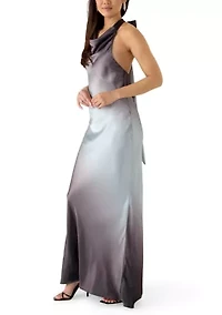 Women's Sleeveless Halter Neck Satin Slim Dress