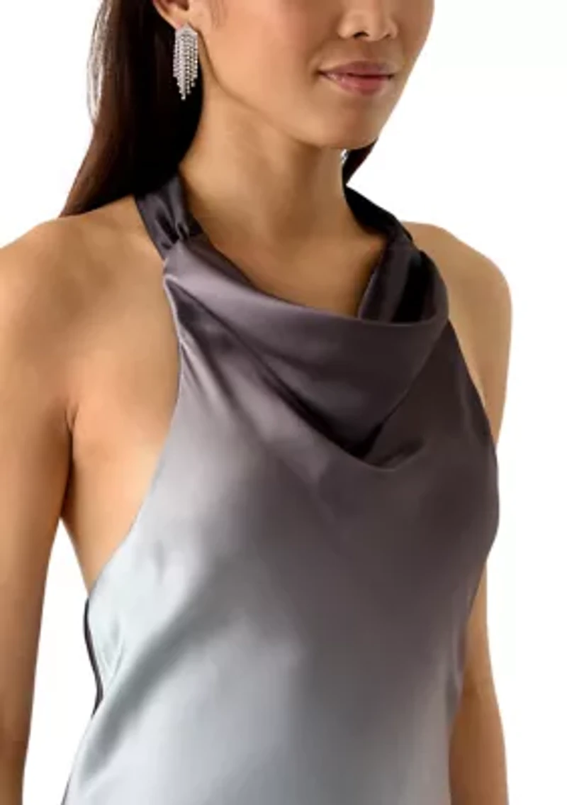Women's Sleeveless Halter Neck Satin Slim Dress