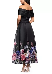 Women's Off Shoulder Organza Ruffle Trim Gown