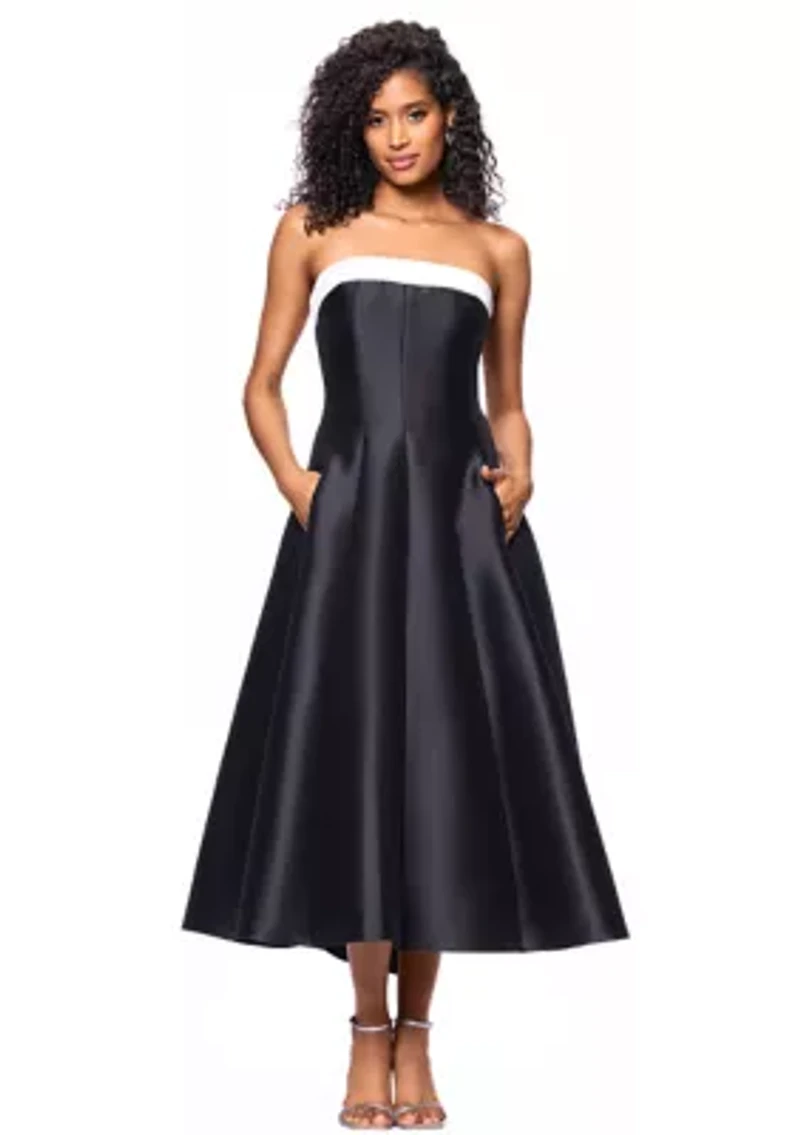 Women's Sleeveless Solid Midi Fit and Flare Ballgown