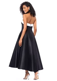 Women's Sleeveless Solid Midi Fit and Flare Ballgown