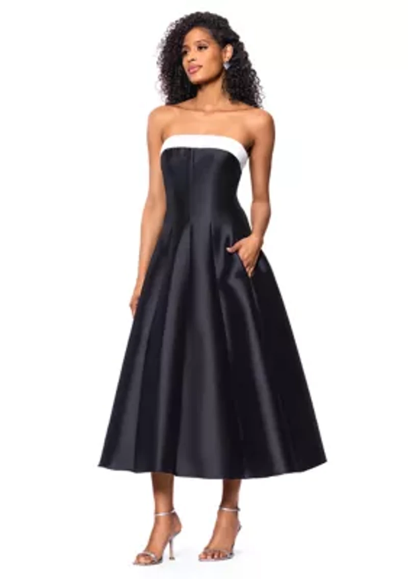 Women's Sleeveless Solid Midi Fit and Flare Ballgown