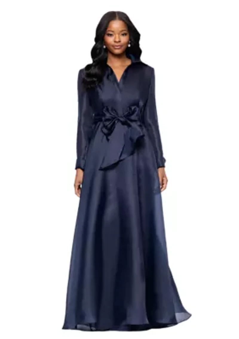 Women's Collared Fit and Flare Gown