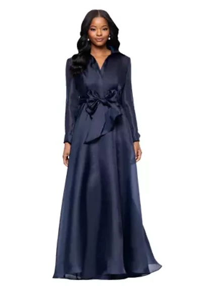 Women's Collared Fit and Flare Gown