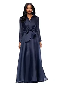Women's Collared Fit and Flare Gown