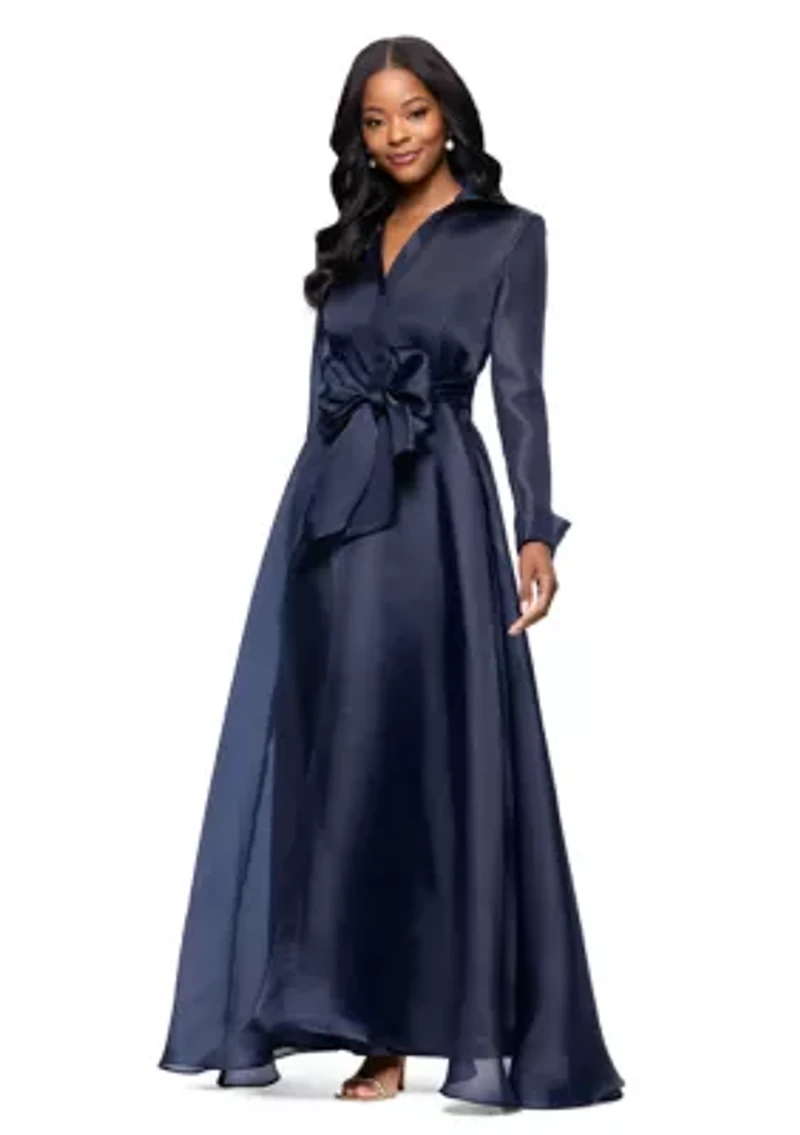 Women's Collared Fit and Flare Gown
