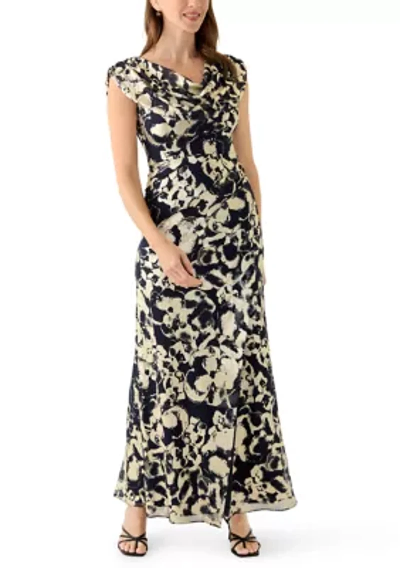 Women's Sleeveless Cowl Neck Floral Print Dress