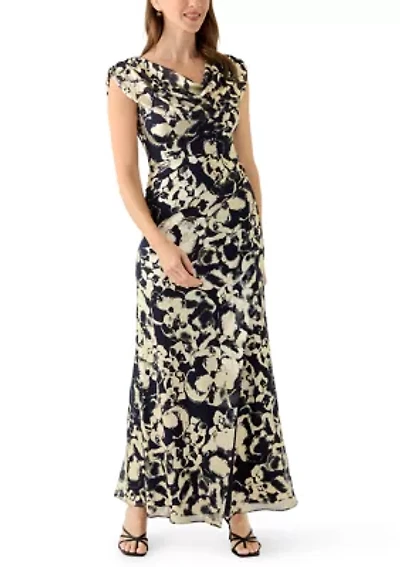 Women's Sleeveless Cowl Neck Floral Print Dress