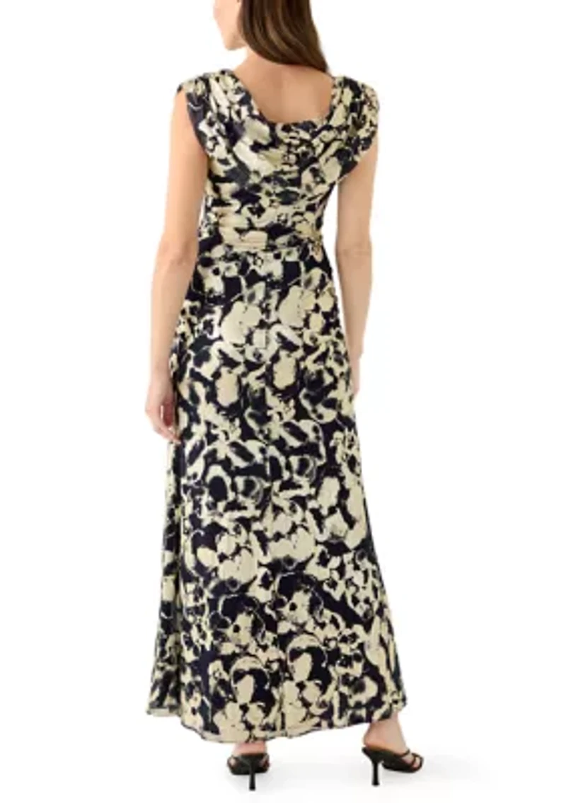 Women's Sleeveless Cowl Neck Floral Print Dress