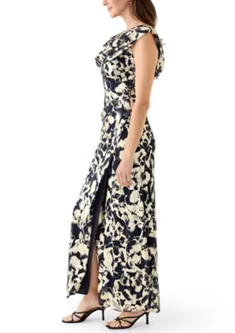 Women's Sleeveless Cowl Neck Floral Print Dress