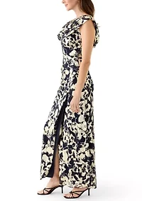 Women's Sleeveless Cowl Neck Floral Print Dress