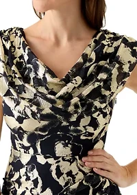 Women's Sleeveless Cowl Neck Floral Print Dress
