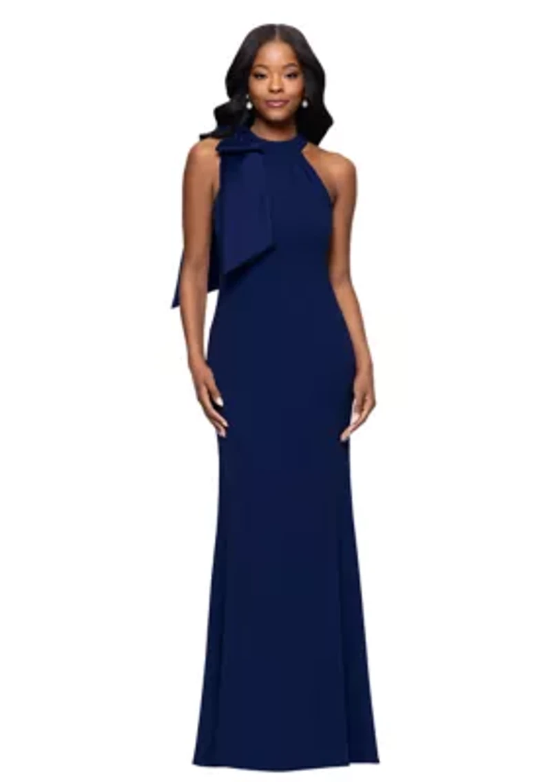 Women's Sleeveless Halter Neck Solid Gown