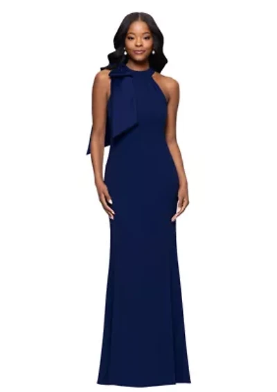 Women's Sleeveless Halter Neck Solid Gown