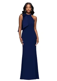 Women's Sleeveless Halter Neck Solid Gown