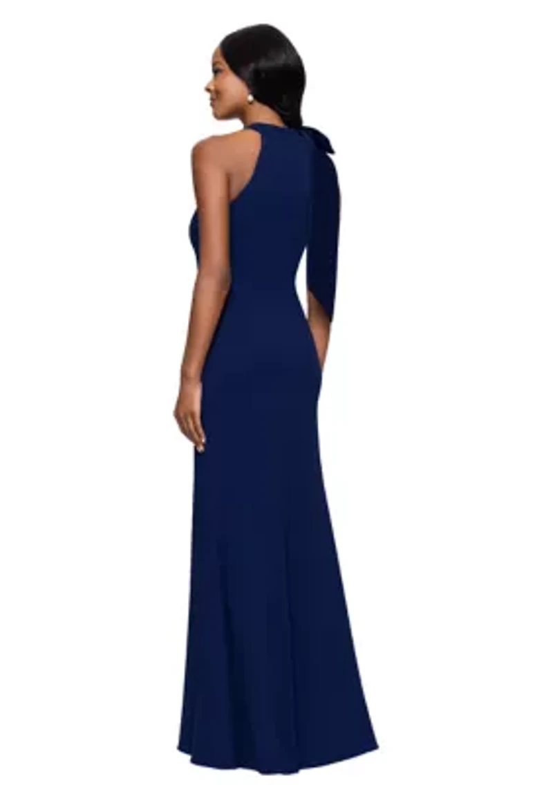 Women's Sleeveless Halter Neck Solid Gown