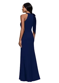 Women's Sleeveless Halter Neck Solid Gown