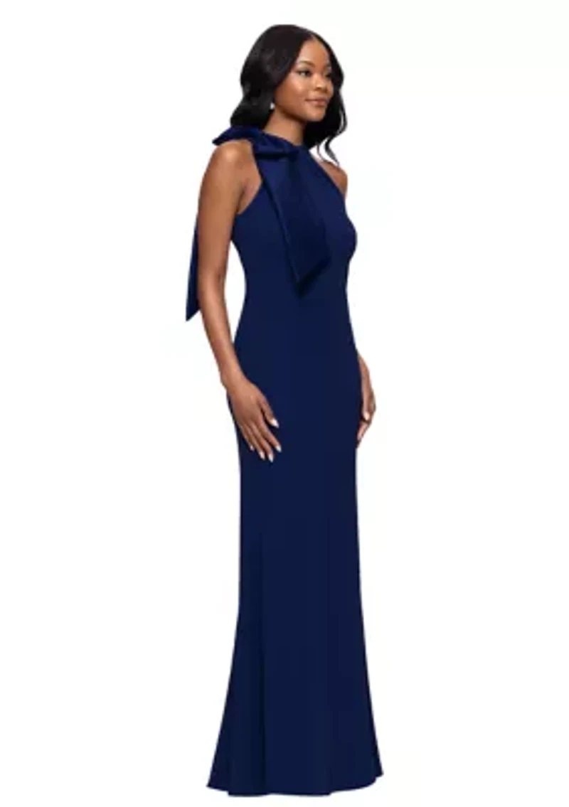 Women's Sleeveless Halter Neck Solid Gown