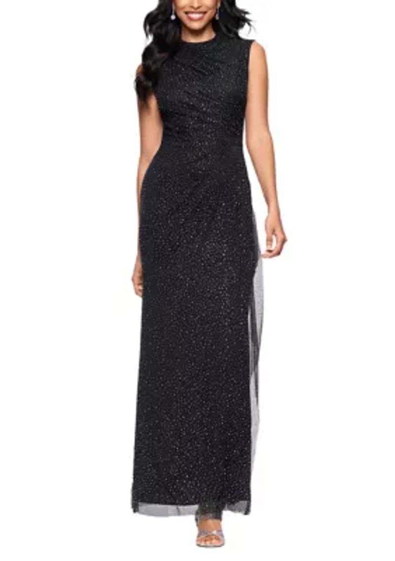 Women's Crew Neck Glitter Gown
