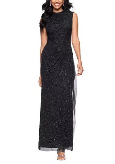Women's Crew Neck Glitter Gown