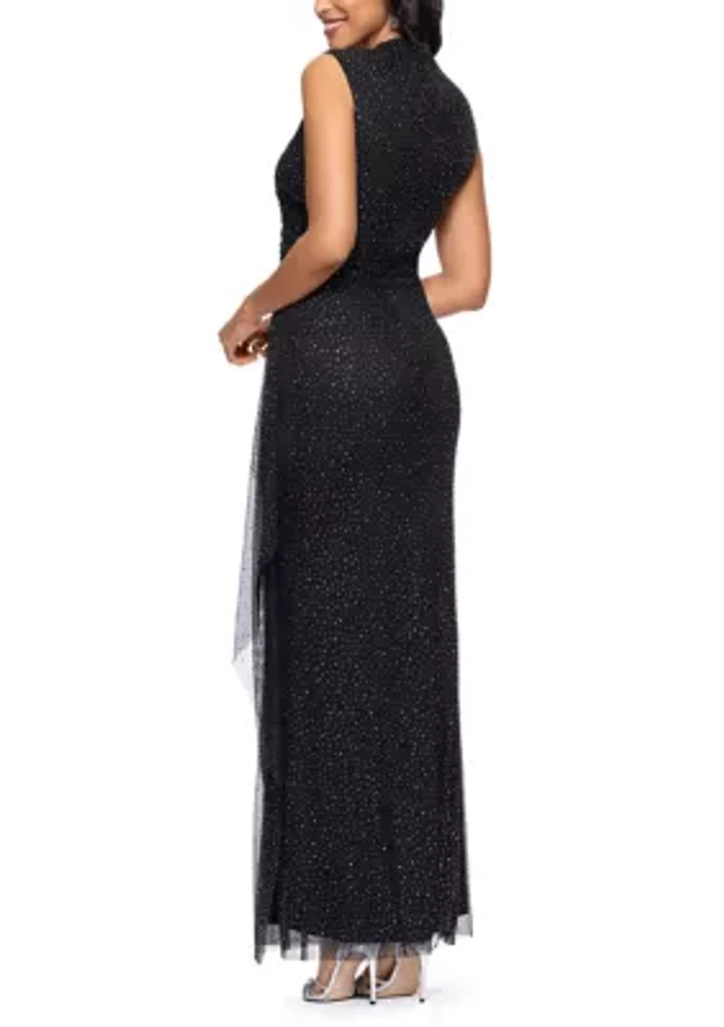 Women's Crew Neck Glitter Gown
