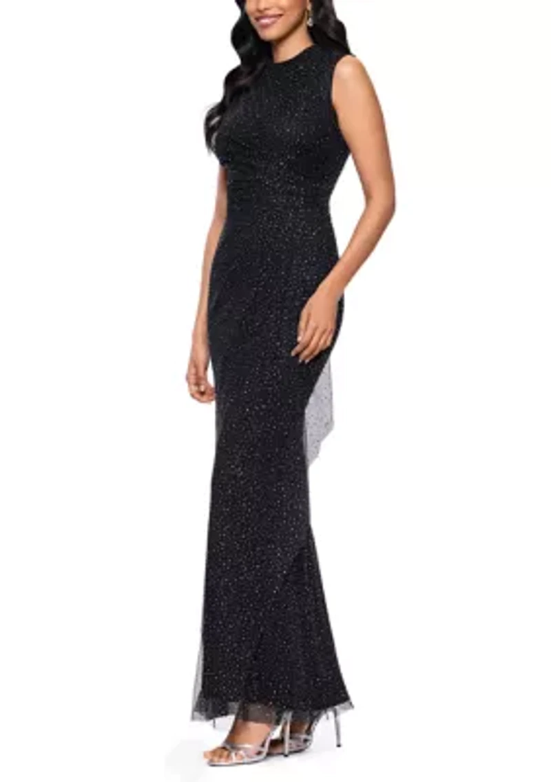 Women's Crew Neck Glitter Gown